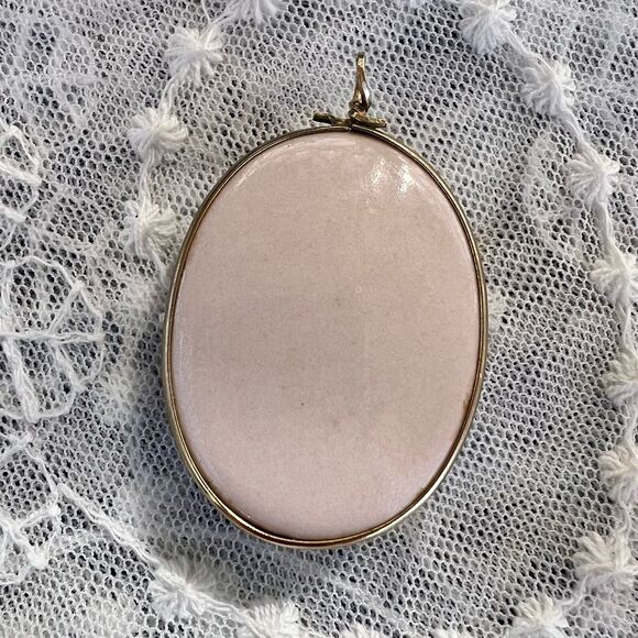 Vintage Reversible Agate & Pink Quartz 12KT Gold Fill Pendant - Picture 3 of 10